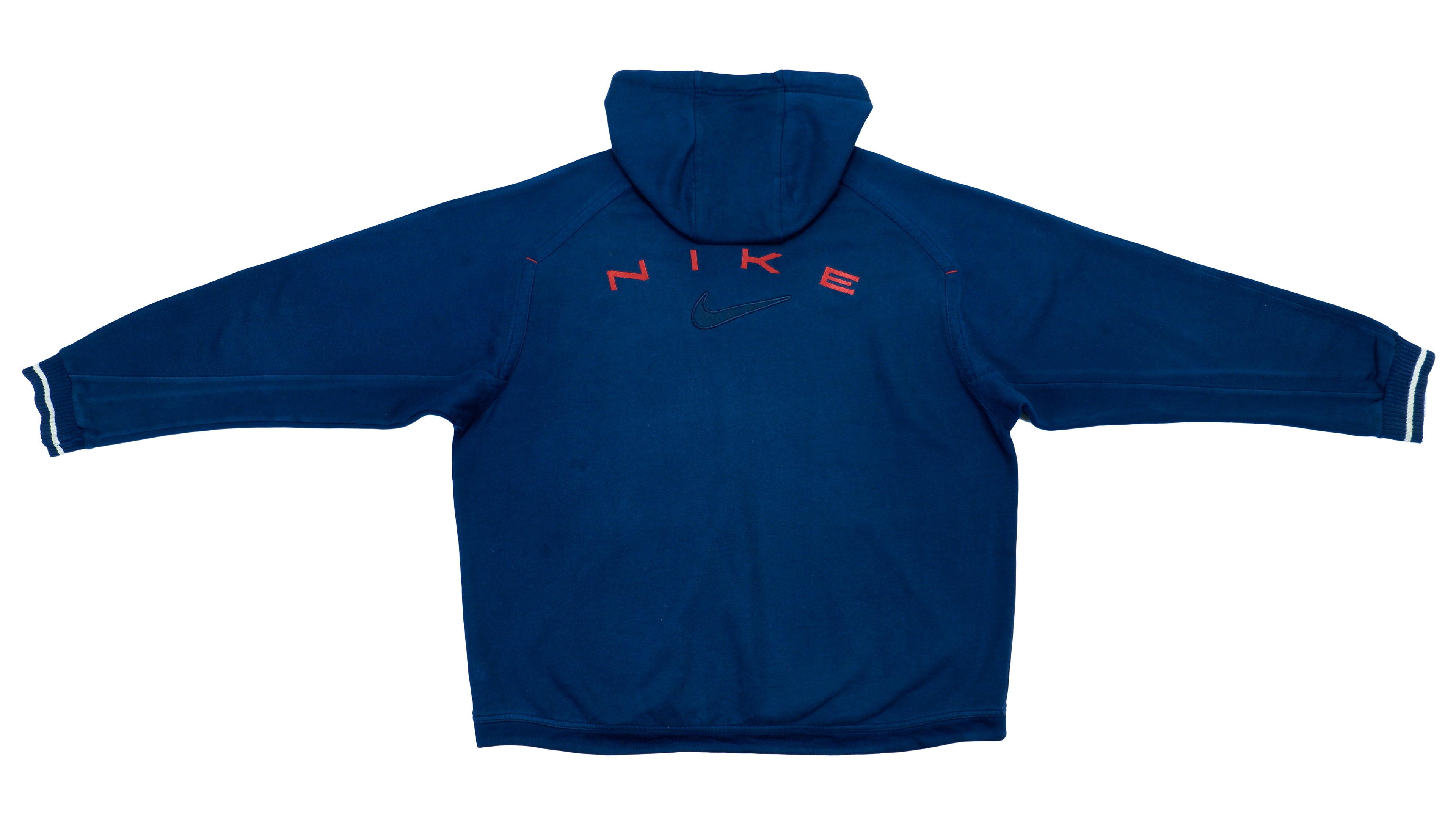 Vintage Retro Big Spell-out Nike - Blue Hooded Track Jacket 1990s X-Large