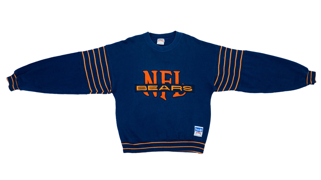 Vintage Retro Football NFL (Nutmeg) - Chicago Bears Blue & Orange Sweatshirt 1990s Medium