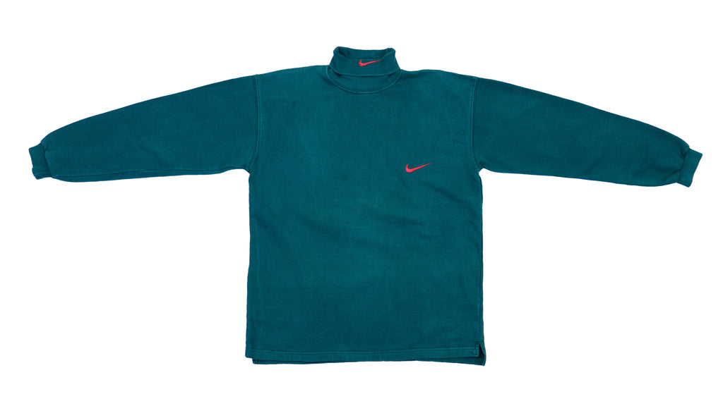 Vintage Retro Nike - Green Turtle Neck Sweatshirt 1990s Large