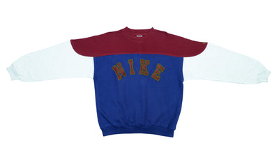Nike - Tricolor Big Logo Grey Tag Sweatshirt 1990s Medium