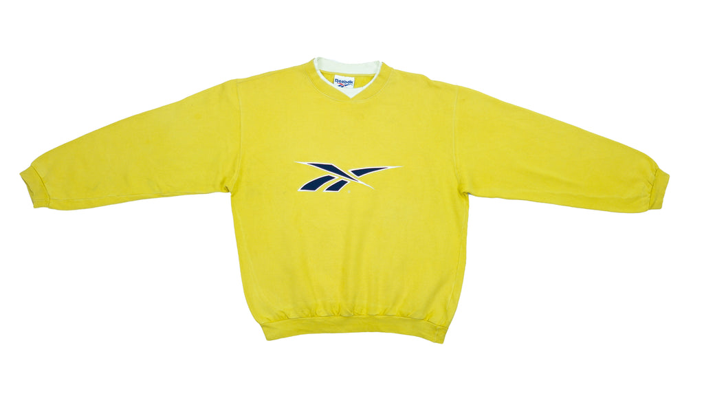 Vintage Retro Reebok - Yellow Crew Neck Sweatshirt 1990s Large