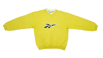 Reebok - Yellow Crew Neck Sweatshirt 1990s Large