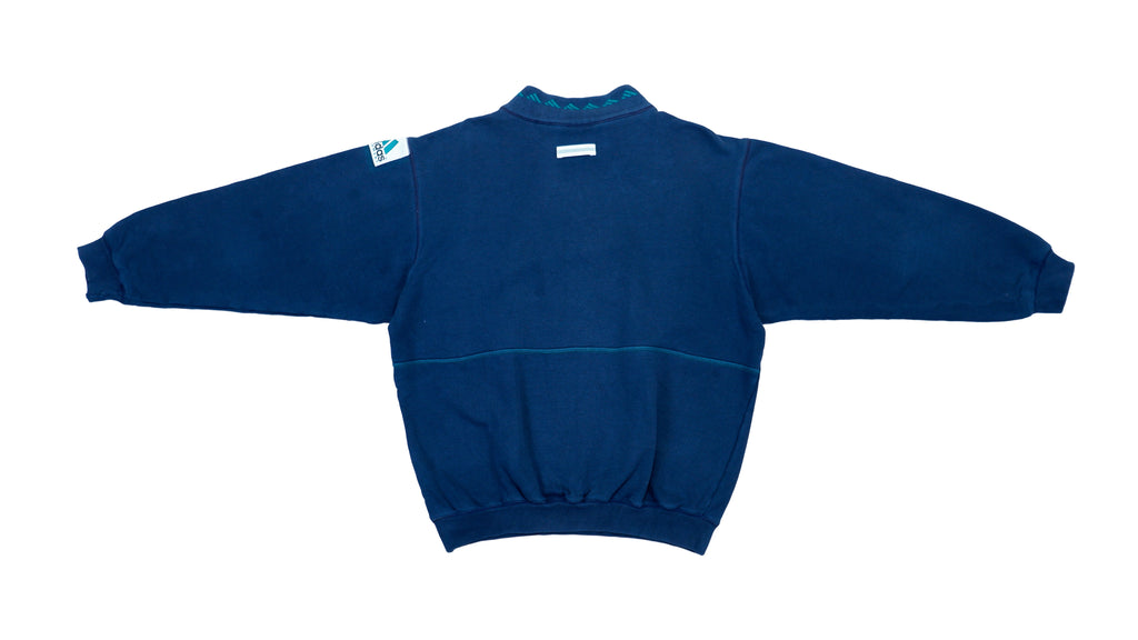 Vintage Retro Adidas - Blue 1/4 Zip Sweatshirt 1990s Large