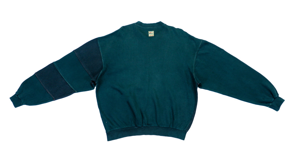 Vintage Retro Fila - Dark Green & Black Crew Neck Sweatshirt 1990s Large
