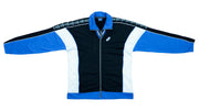 Vintage Retro Asics - Blue and B&W Taped Logo Track Jacket 1990s Large