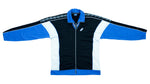 Asics - Blue and B&W Taped Logo Track Jacket 1990s Large