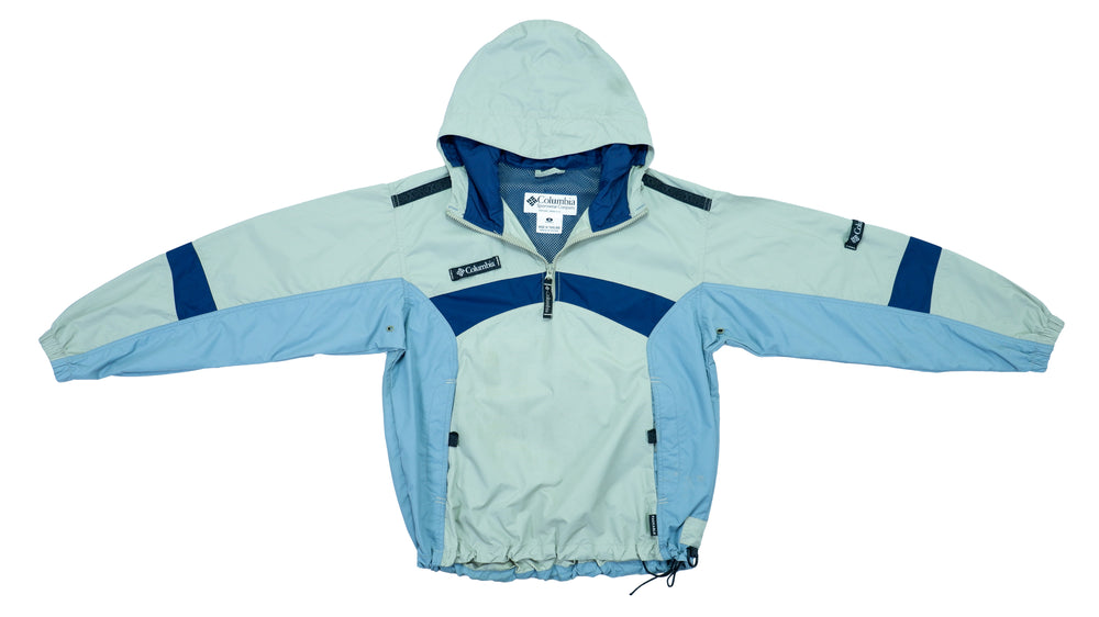 Vintage Retro Columbia - 1/4 Zip Hooded Windbreaker 1990s Medium