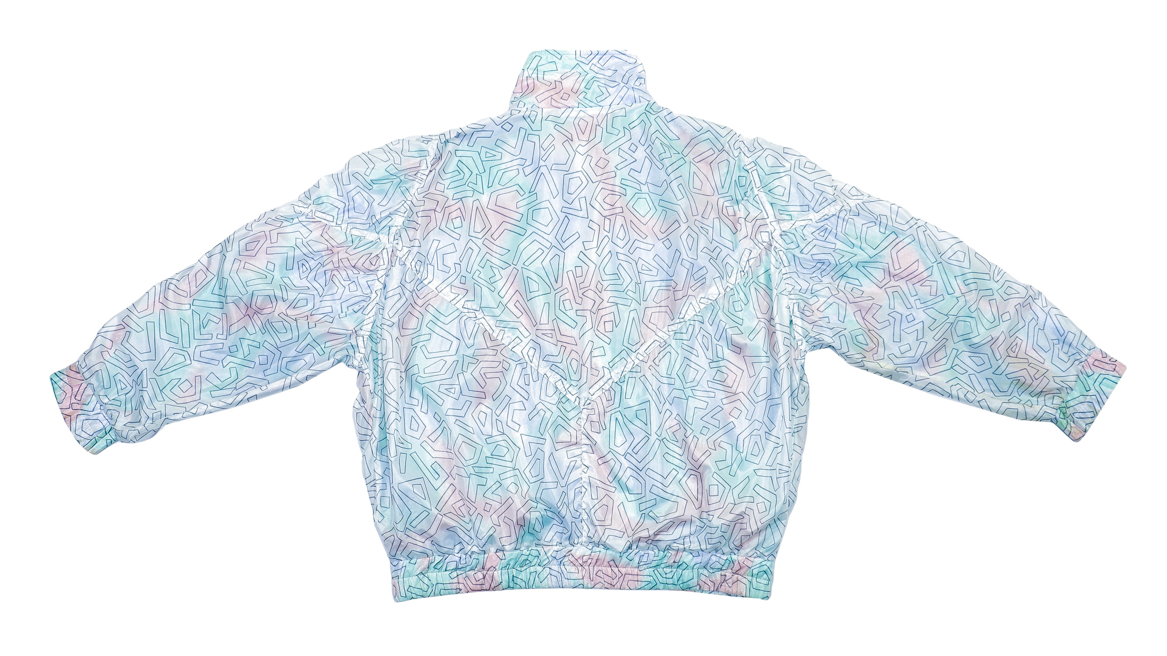 Adidas - White Patterned Windbreaker 1990s X-Large Vintage Retro
