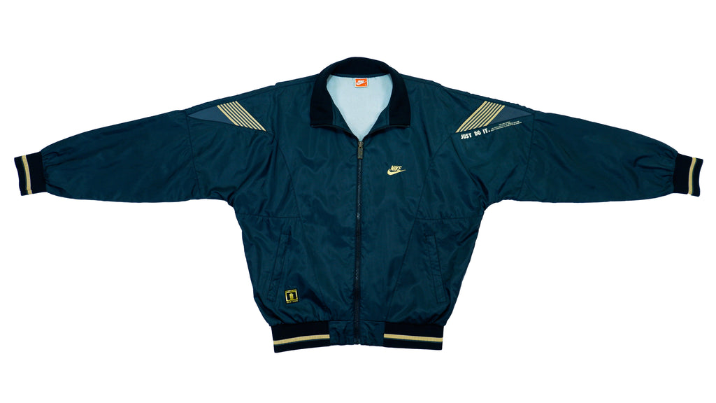 Nike - Black and Gold Windbreaker 1990s Medium Vintage Retro 