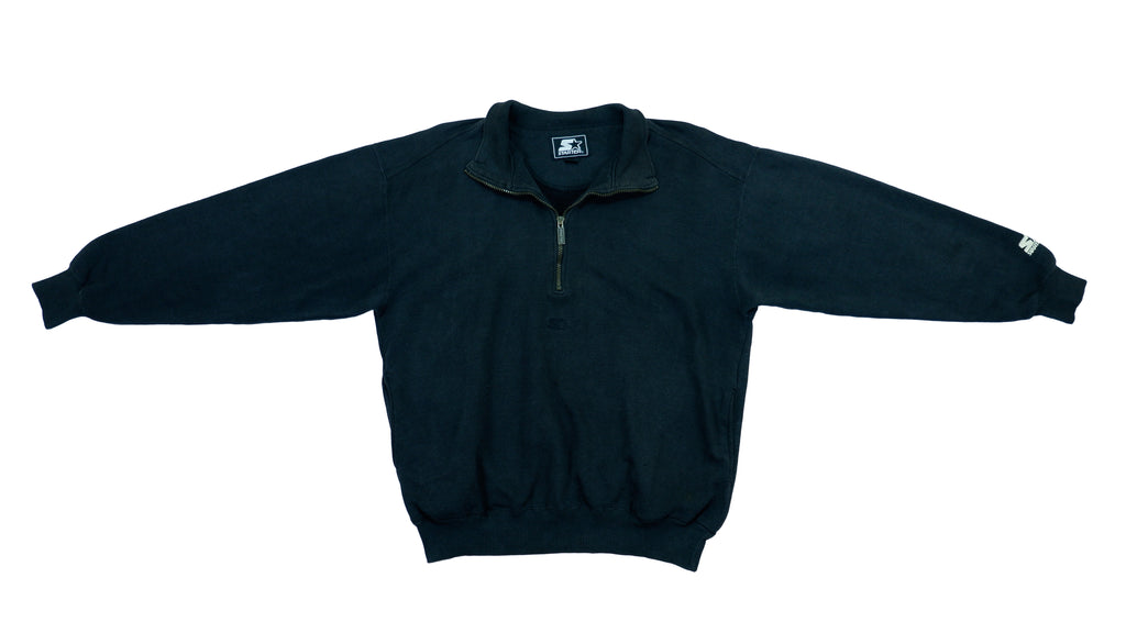 Vintage Retro Starter - Black 1/4 Zip Sweatshirt 1990s Large