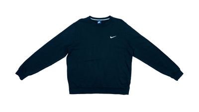 Nike - Black Classic Crew Neck Sweatshirt 1990s Large