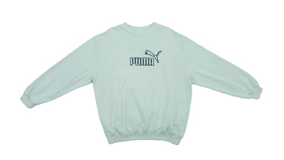 Puma - White Crew Neck Sweatshirt 1990s Large