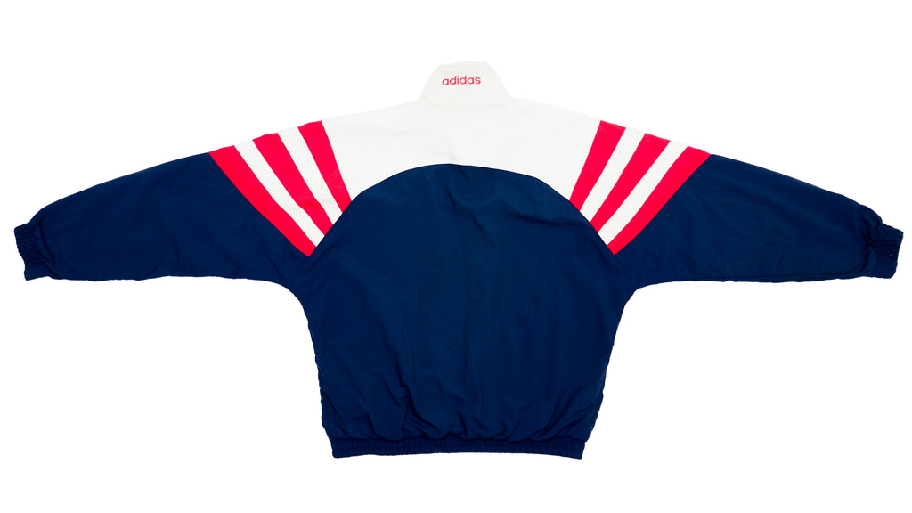 Adidas - Red, White and Blue Stripes Windbreaker 1990s Large vintage Retro