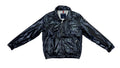 Nautica - Black Flashy Leather Windbreaker 1990s Large Vintage Retro