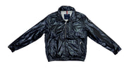 Nautica - Black Flashy Leather Windbreaker 1990s Large Vintage Retro
