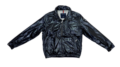 Nautica - Black Flashy Leather Windbreaker 1990s Large