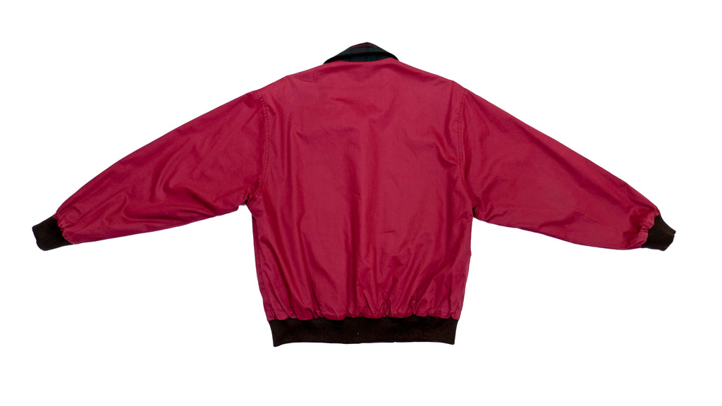 Lacoste - Red Satin & Plaid Reversible Bomber Jacket 1990s Large Vintage Retro