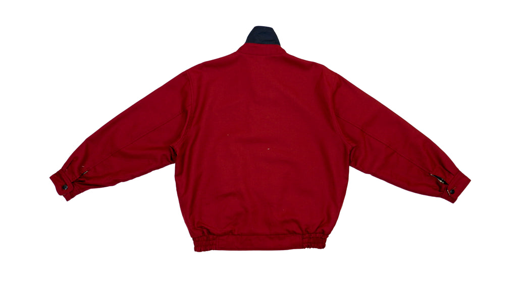 Lacoste - Red & Plaid Reversible Collared Bomber Jacket 1990s Large Vintage Retro