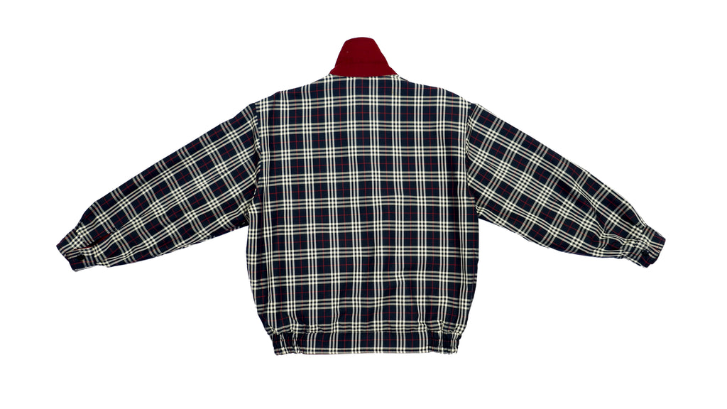 Lacoste - Red & Plaid Reversible Collared Bomber Jacket 1990s Large Vintage Retro