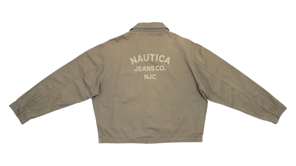 Nautica - Brown Jeans Denim Spell-Out Jacket 1990s Large Vintage Retro