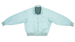 Lacoste - Light Blue & Striped Reversible Bomber Jacket 1990s Large Vintage Retro