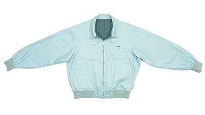 Lacoste - Light Blue & Striped Reversible Bomber Jacket 1990s Large