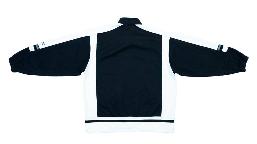 Champion - Black and White Zip-Up Track Jacket with Cinch Waist 1990s X-Large Vintage Retro