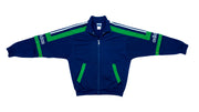 Adidas - Blue and Green Big Logo Track Jacket 1990s Medium Vintage Retro