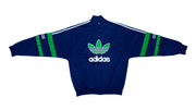 Adidas - Blue and Green Big Logo Track Jacket 1990s Medium Vintage Retro