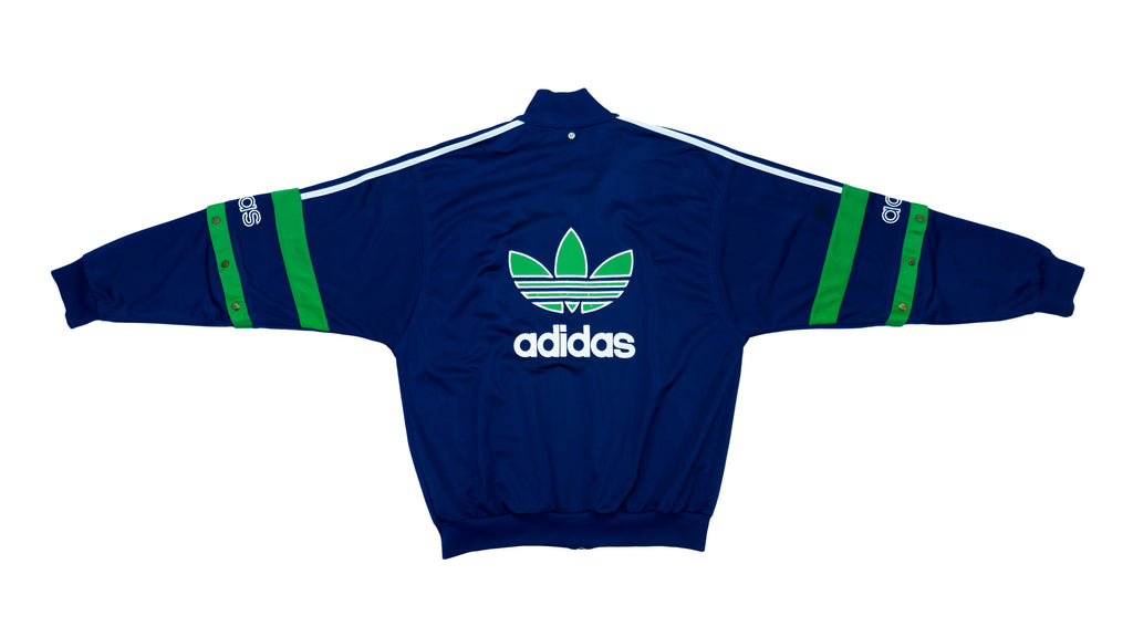 Adidas - Blue and Green Big Logo Track Jacket 1990s Medium Vintage Retro