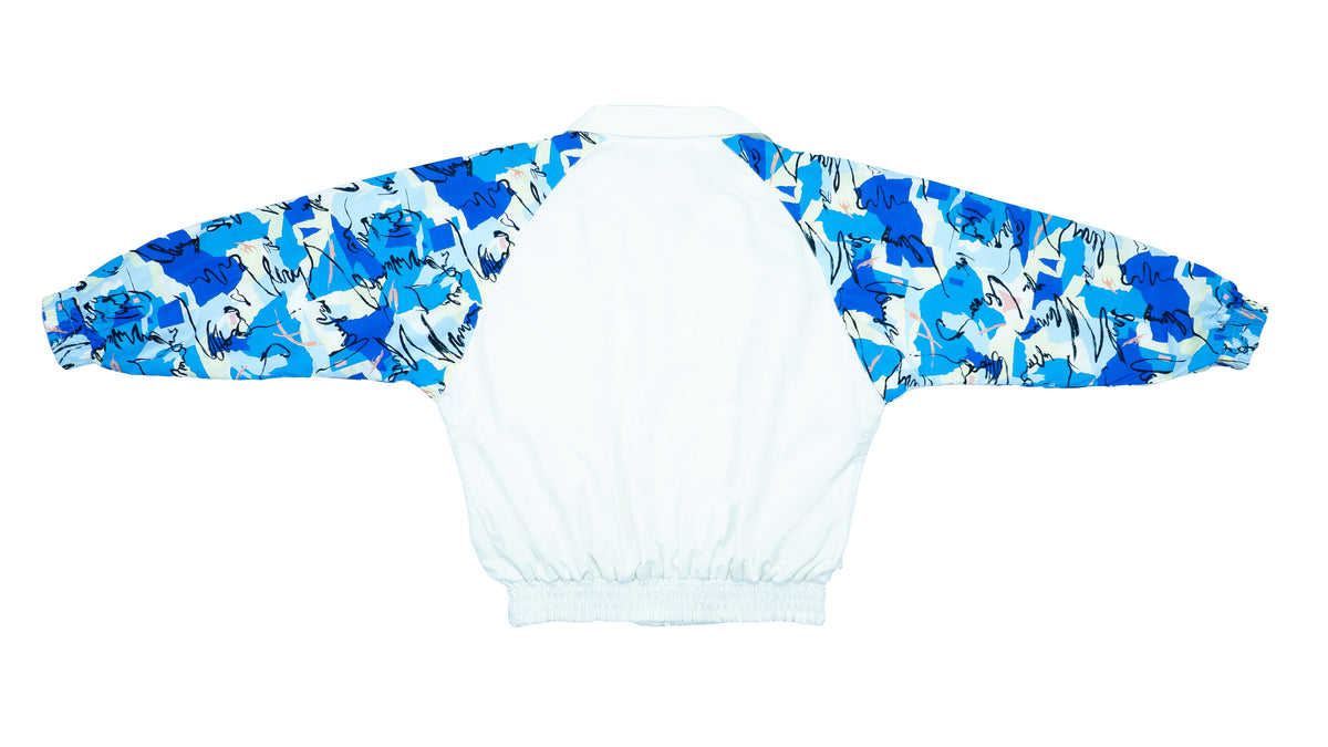 Ellesse - White & Blue Patterned Track Jacket 1990s X-Large Vintage Retro