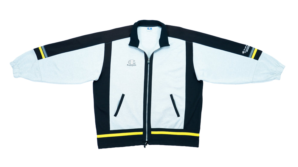 Champion - Black & Grey Track Jacket 1990s X-Large