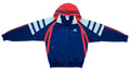 Adidas - Red & Blue Tear-Away Hooded Track Jacket 1990s X-Large Vintage Retro
