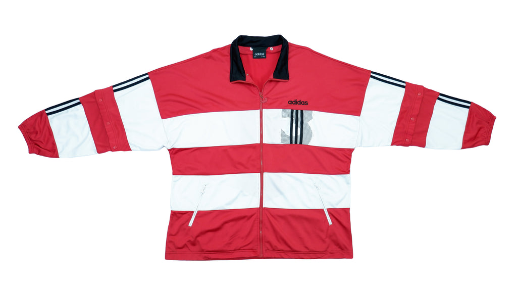 Adidas - Red & White Tear-Away Track Jacket 1990s XX-Large Vintage Retro