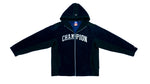 Champion - Dark Blue Fleece Zip-Up Jacket 1990s Large Vintage Retro