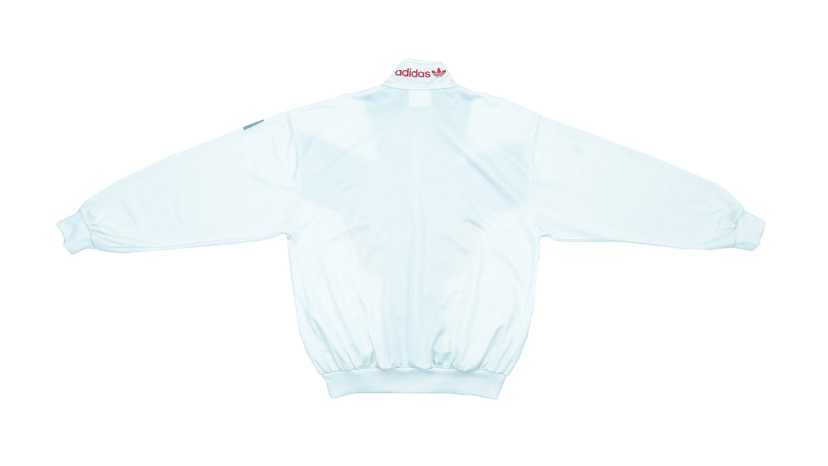 Adidas - White & Blue Track Jacket 1990s Large Vintage Retro