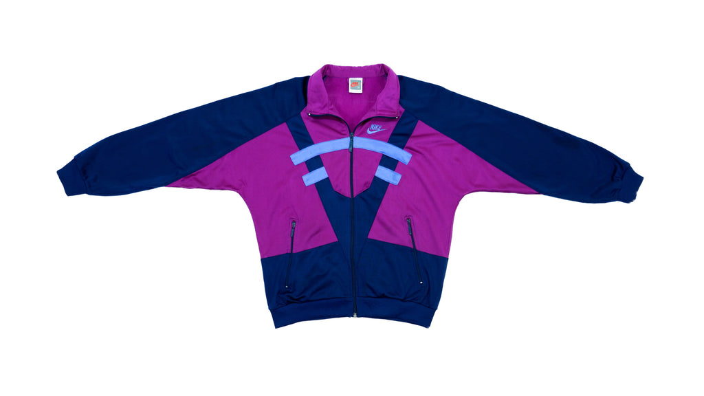 Nike - Purple & Blue Colorblock Track Jacket 1990s Small Vintage Retro