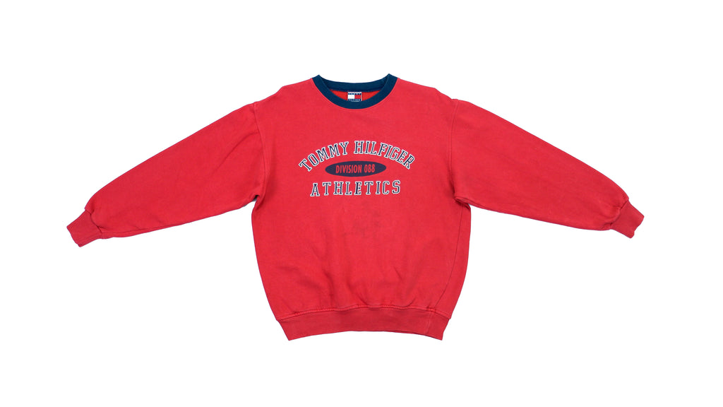 Tommy Hilfiger - Red​ Crew Neck Sweater 1990s Medium Vintage Retro