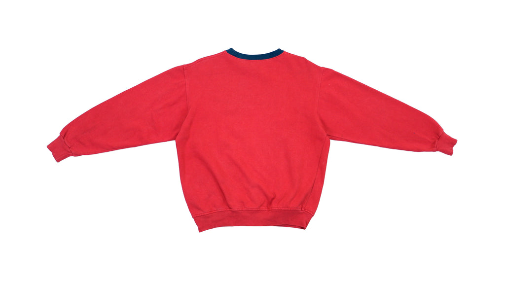 Tommy Hilfiger - Red​ Crew Neck Sweater 1990s Medium Vintage Retro