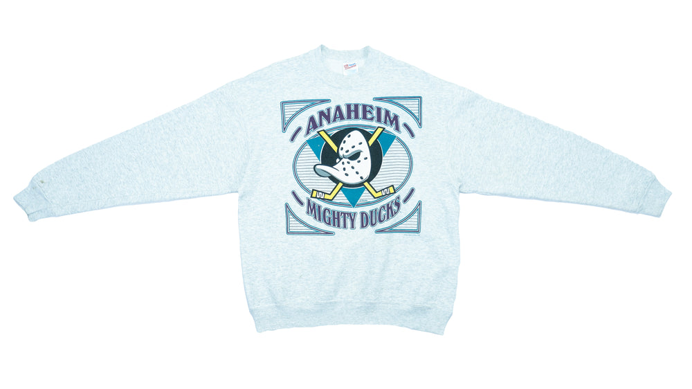Vintage - Anaheim Mighty Ducks Crew Neck Sweatshirt 1990s Medium Vintage Retro Hockey NHL