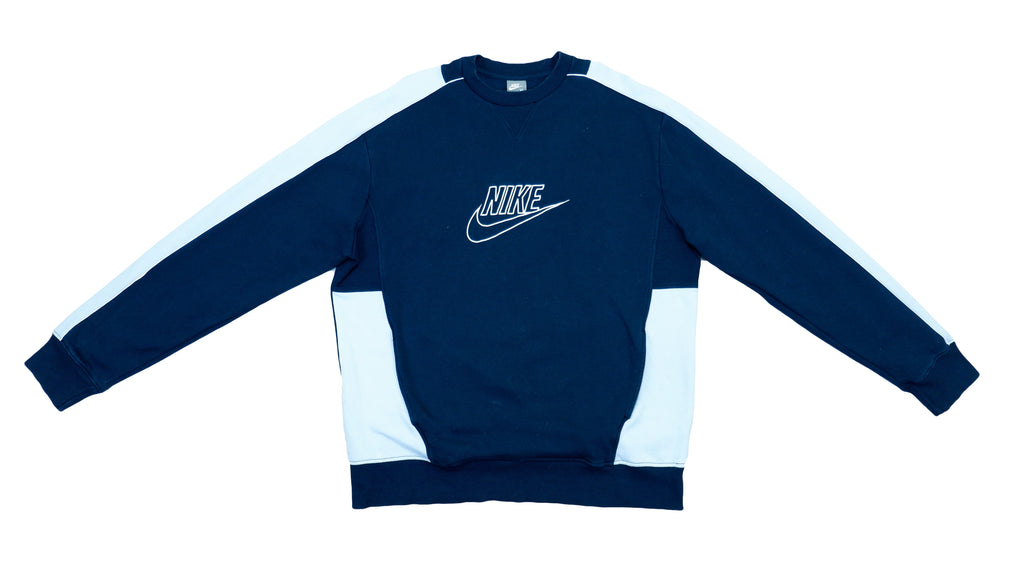 Nike - Blue & White Big Logo Sweatshirt 1990s X-Large Vintage Retro