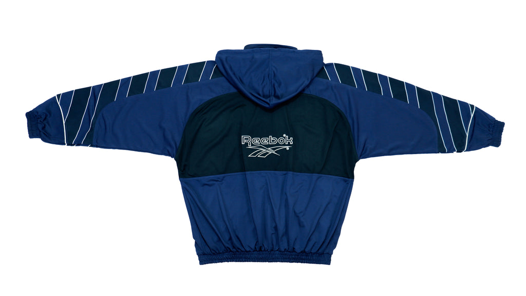 Vintage Reebok - Blue & Black Hooded Track Jacket 1990s X-Large ...