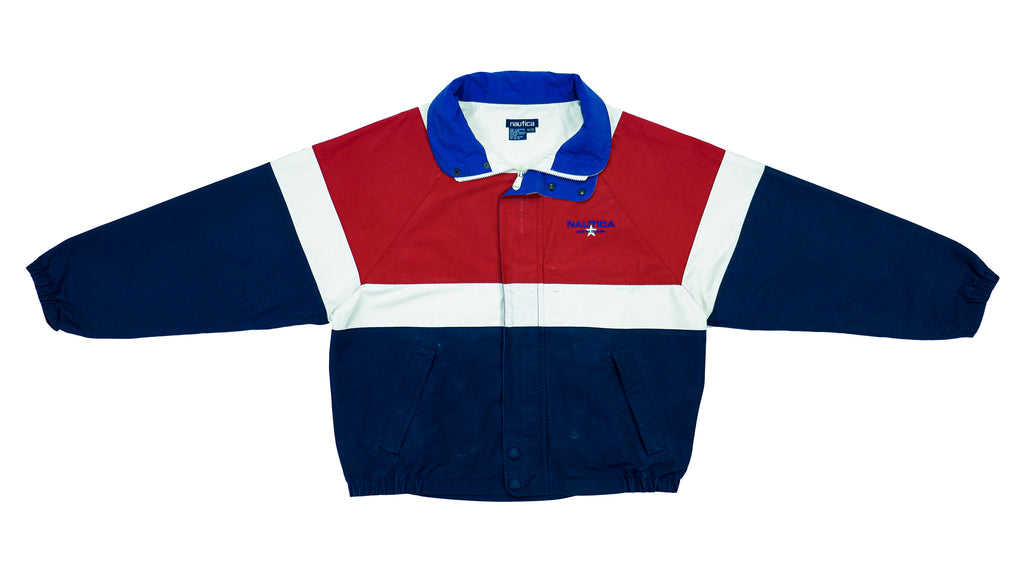 Nautica - Blue, Red and White Jacket Harrington Style 1990s X-Large Vintage Retro 