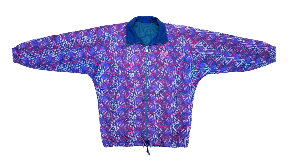 Umbro - Purple Crazy Patterned Windbreaker 1990s X-Large Vintage Retro