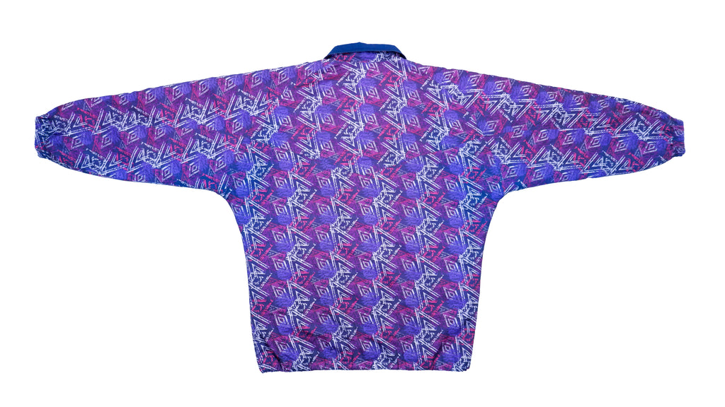 Umbro - Purple Crazy Patterned Windbreaker 1990s X-Large Vintage Retro
