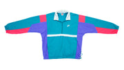 Nike - Green, Red and Blue Colorblock 1/4 Zip Windbreaker 1990s Large Vintage Retro