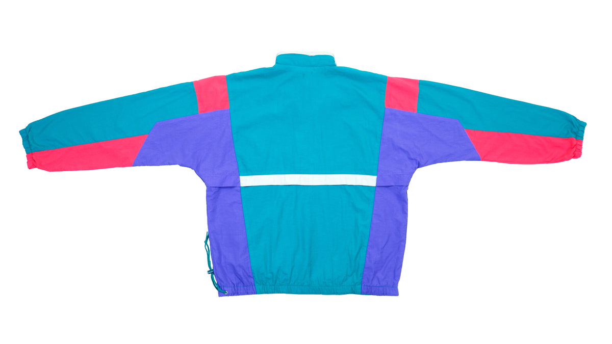 Nike - Green, Red and Blue Colorblock 1/4 Zip Windbreaker 1990s Large Vintage Retro