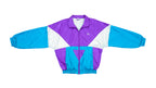 Puma - Purple, Green & White Colorblock Windbreaker 1990s Large Vintage Retro