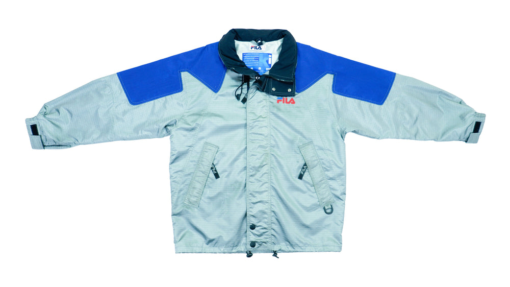 FILA - Silver & Blue Ski Team Jacket 1990s Large Vintage Retro