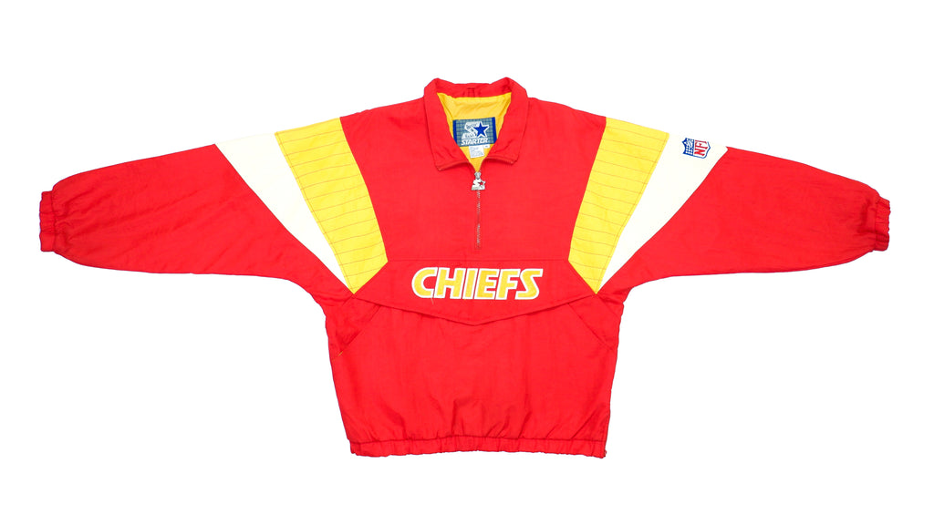 Starter - Red Kansas City Chiefs Windbreaker 1990s Large Vintage Retro